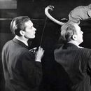 Draamateater: “Talumatu elevandipoeg” (G. VladõtÅina, 1948). Stseen lava tagant: (vasakult) Püüton – F. Veike, Elevandipoeg – R. Kuremaa, Krokodill – A. Kivirähk.
