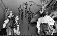 ERN: ā€Kaval-Ants ja Vanapaganā€¯ (J. Kangilaski, 1954). Nukud vasakult: Kaval-Ants (R. Kuremaa), Sauna-Mari Miina (M. Orgussaar), Vanapagan (B. Mitt). /Foto: A. Alla/